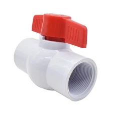 Thrifco 6415423 1-1/4 inch Threaded PVC Ball Valve - Red Handle (Economy)