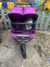 Out N About Nipper 360 V4 Double  All-Terrain Buggy Pushchair In Purple Punch 
