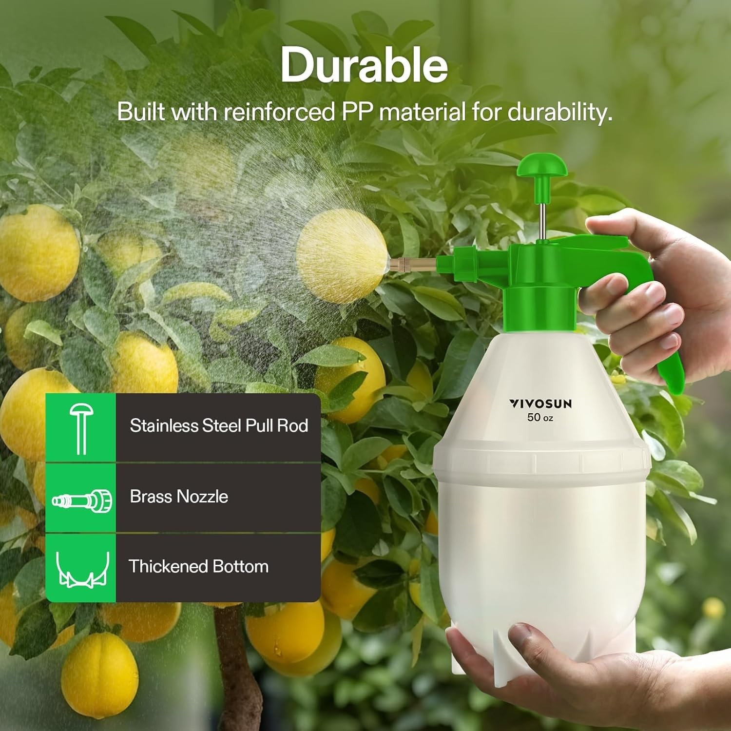  VIVOSUN 0.4 Gal 50oz Handheld Garden Pump Sprayer Pressure Water Spray Bottle