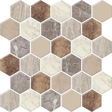 Peel and Stick Backsplash Tile Hexagon Marble 12''X12'', Kitchen Wall Tile Self-