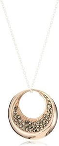 Authentic Argento Vivo "Lunar" Rose Gold-Plated and Marcasite Dimpled Pendant Necklace