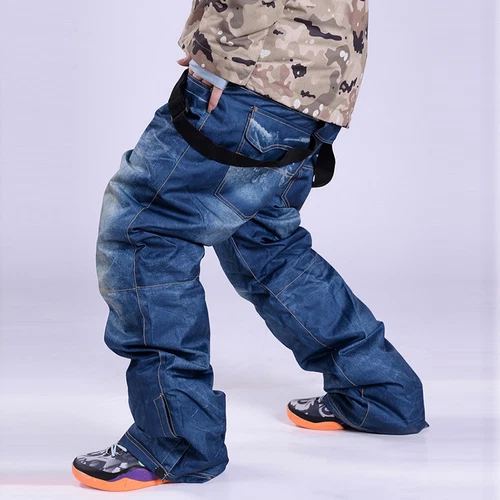 HEISS Winter Herren Denim wasserdichte Skihose Outdoor Snowboard winddichte Hose - Bild 1 von 9