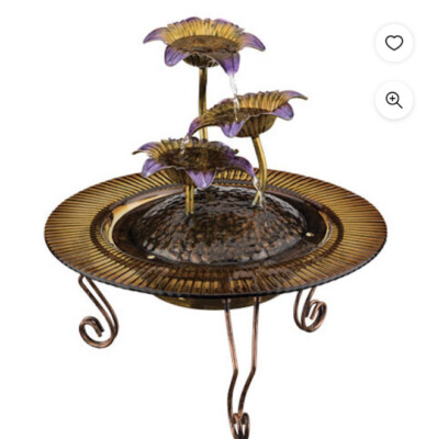 Regal Art & Gift Triple flower water Fountain Artisan Glass, Plug & book NIB