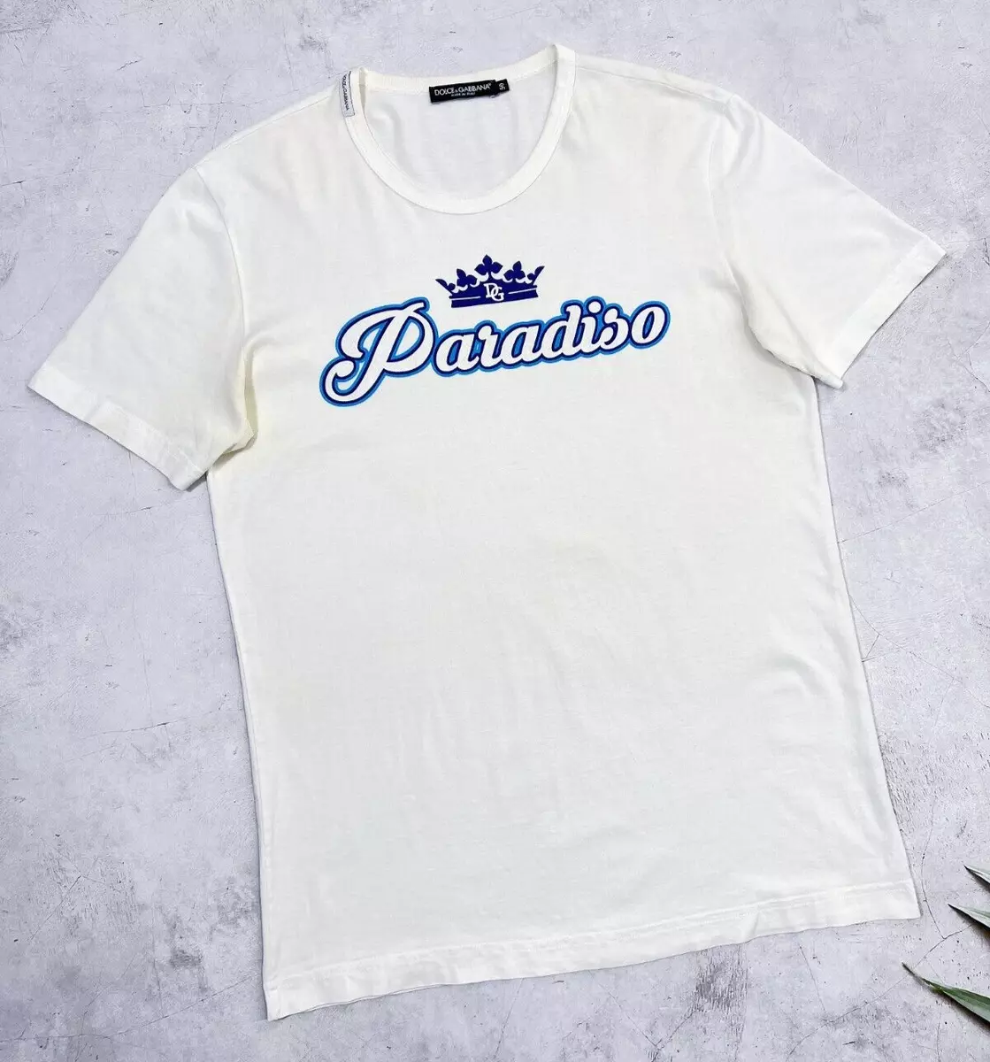 Dolce & Gabbana T-Shirt Paradiso Central Logo White Color size 50 / Medium