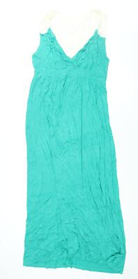 NEXT Damen grün Viskose Maxi Größe 18 V-Ausschnitt Pullover - Spitze hinten