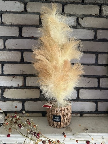 Pampas Erba Albero di Natale Finto Tessuto Cesto 24” Boho Holiday Time NUOVO con etichette - Foto 15 di 18