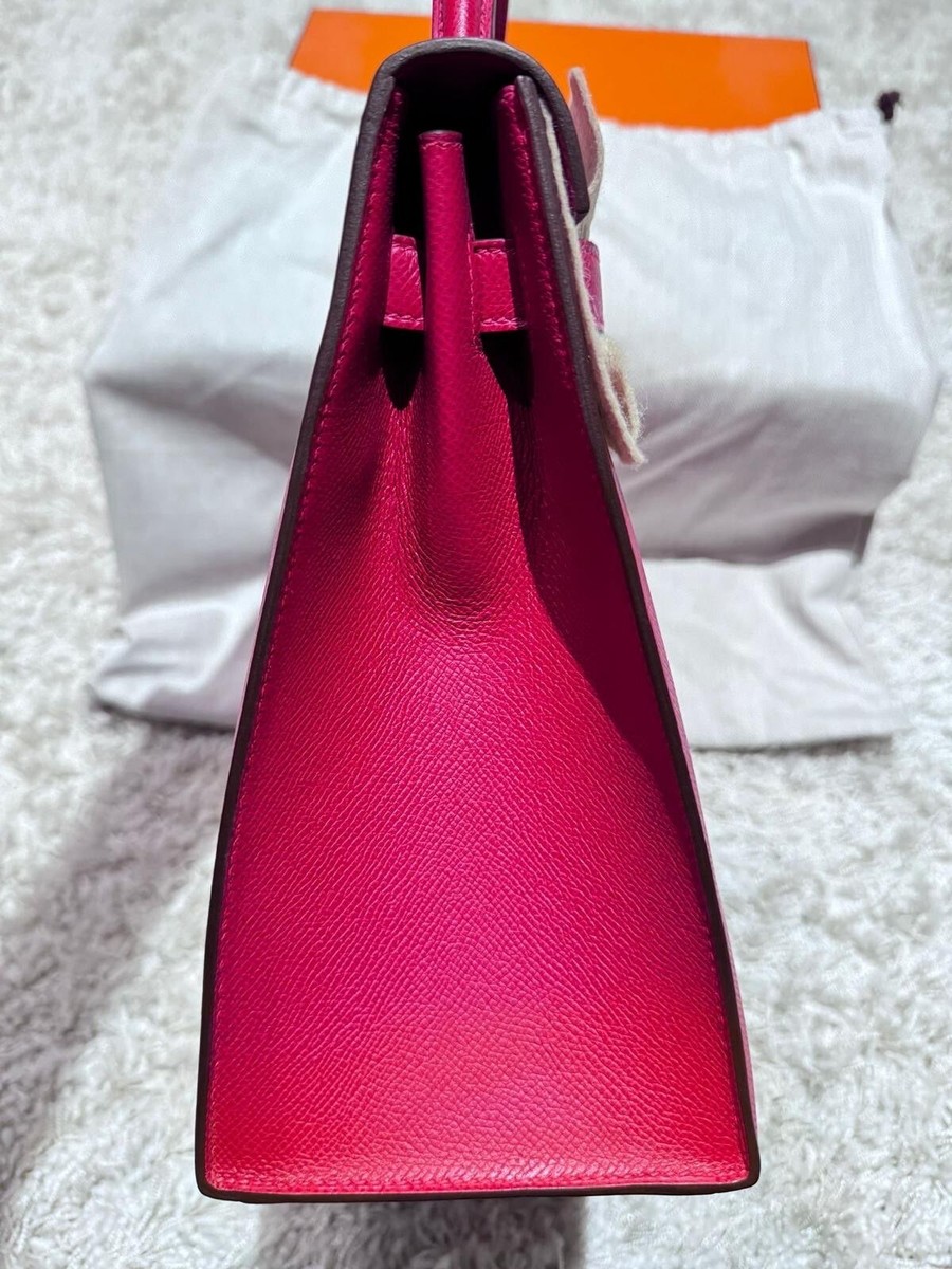 New Hermes Kelly 32 Sellier Rouge Casaque Epsom Leather Palladium