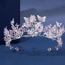 Silver crown tiara Butterfly purple diadem bridal prom birthday mothers day gift