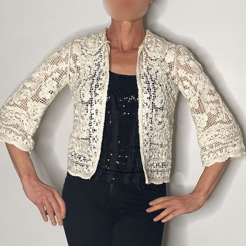 Handmade Lace Jacket Wedding Jacket Lace Wedding Evening Ensemble Lace Cropped J - Bild 8 von 11