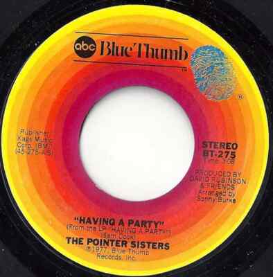 Pointer Sisters Having A Party / Lonely Gal Vinyl Single 7inch ABC