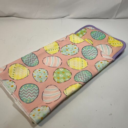 Handmade Hanging Kitchen Towel Easter Eggs Pink Yellow Purple Button Closure - Picture 4 of 4