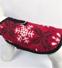 Red Fleece Snowflake Dog Harness Clothes Coat