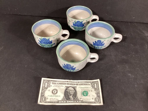 4 Vintage M. A. Hadley Signed  Blueberry Bouquet Design Cups