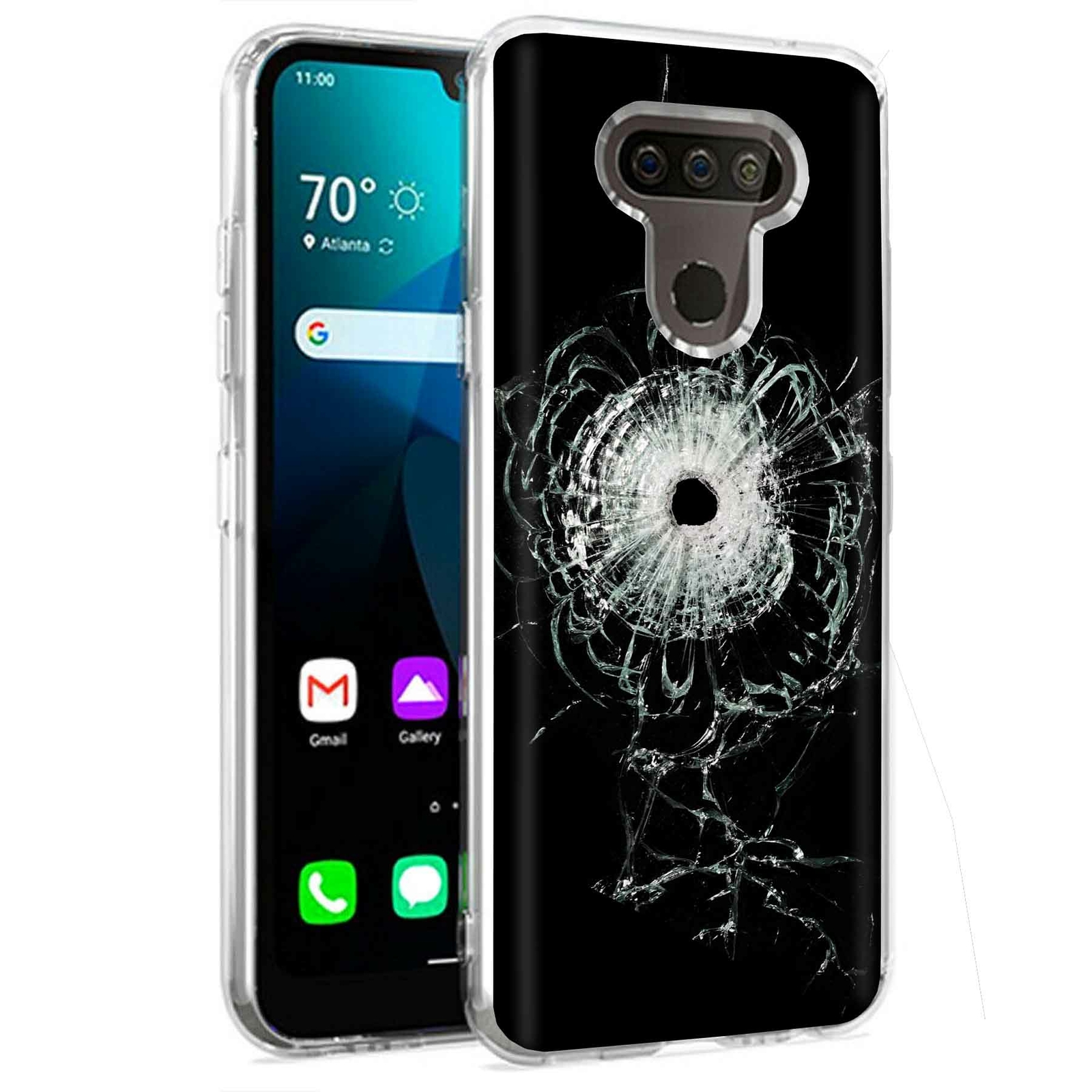 Phone Case for LG Harmony 4,Xpression Plus 3,K40S, Bullet Glass Hole Print
