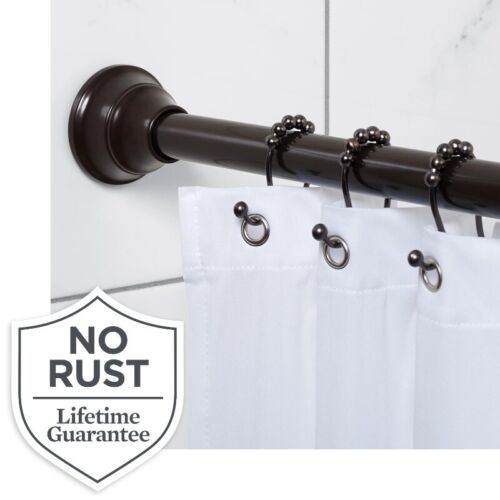 Wave Finial No Rust 43” to 72” Adjustable Shower Curtain Tension Rod, Bronze