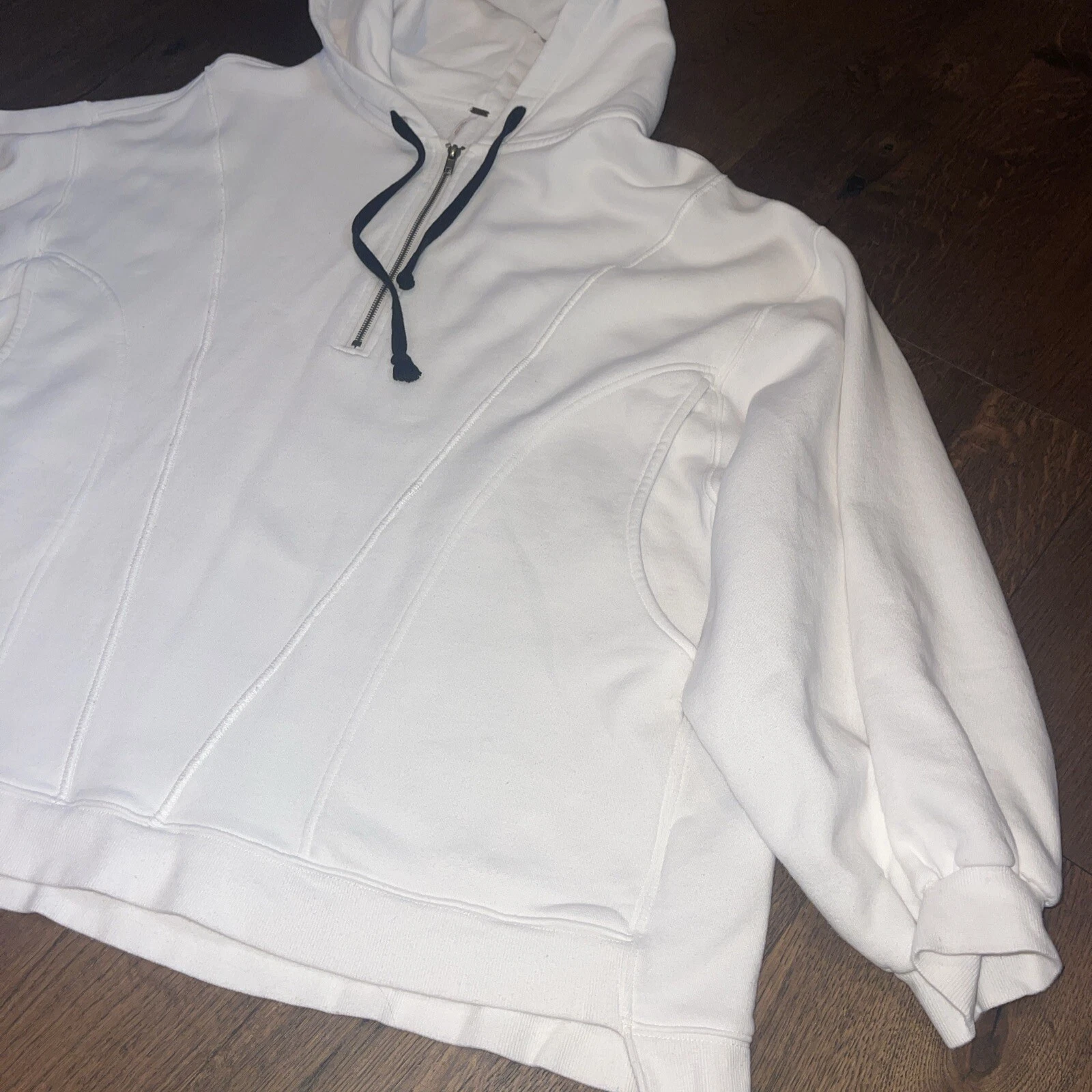 OFF WHITE Free People High Road maglione oversize felpa manica dolman media felpa con cappuccio