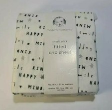 Baby Fitted Crib Sheet Single Fitted Sheet 28  x 52   White Unisex Words