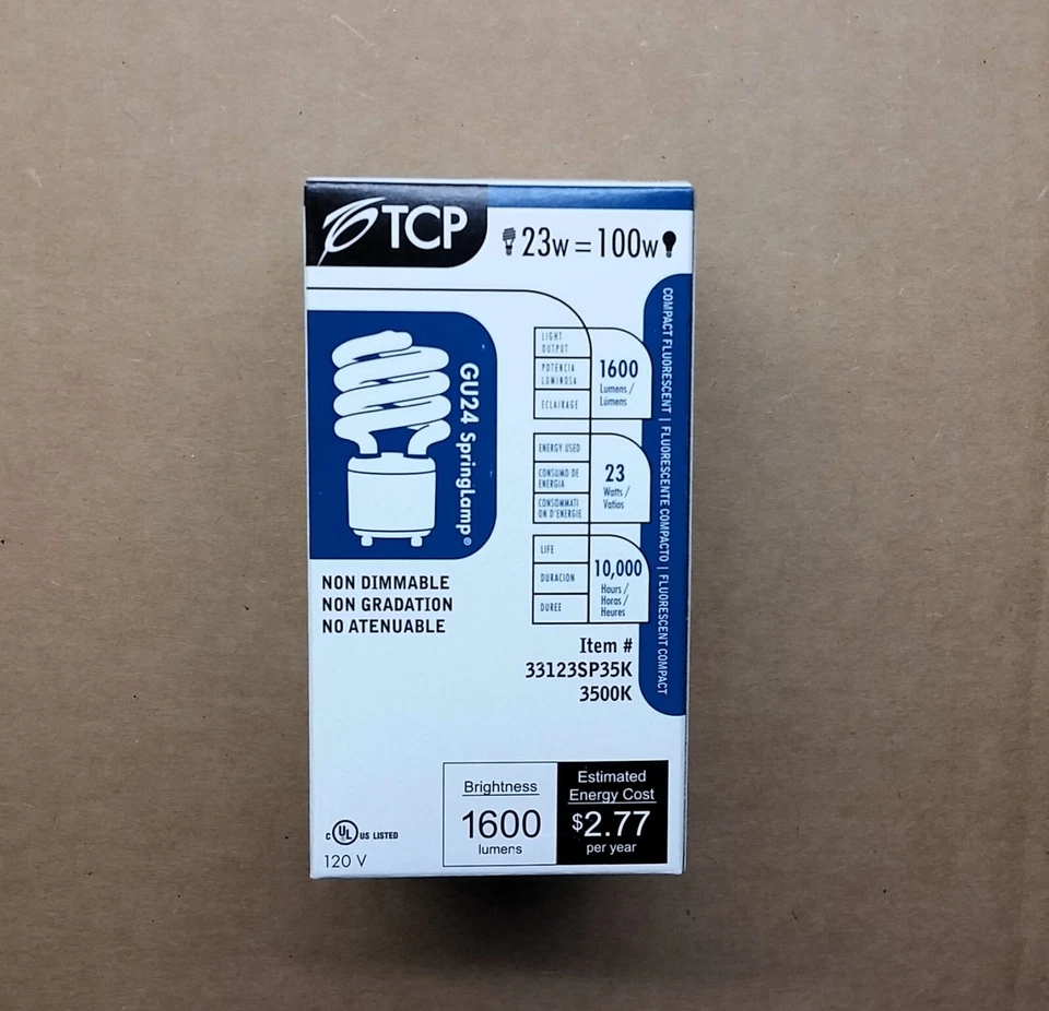 TCP 33123SP35K 23W (100W Equal) 3500K GU24 Spiral Twist Lock Base CFL Light Bulb - Image 3 of 4