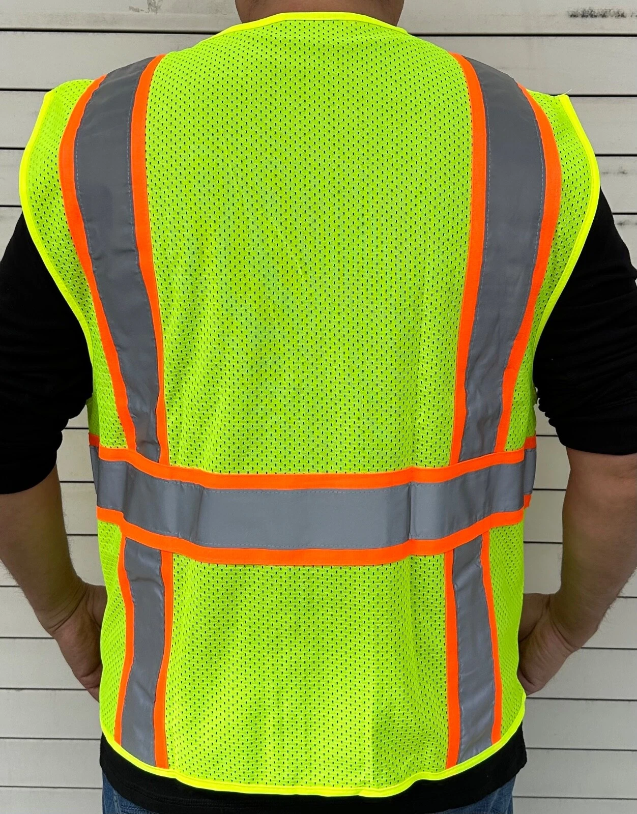 4 Pockets Yellow Mesh High Visibility Safety Vest, ANSI/ ISEA 107-2010 #806-LM - product detail image 2
