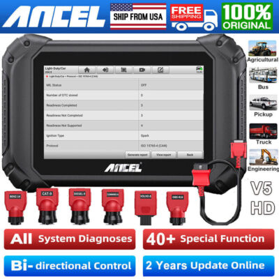 ANCEL V5HD Heavy Duty Truck ECU Programming All System OBD2 Car Diagnostic Tool