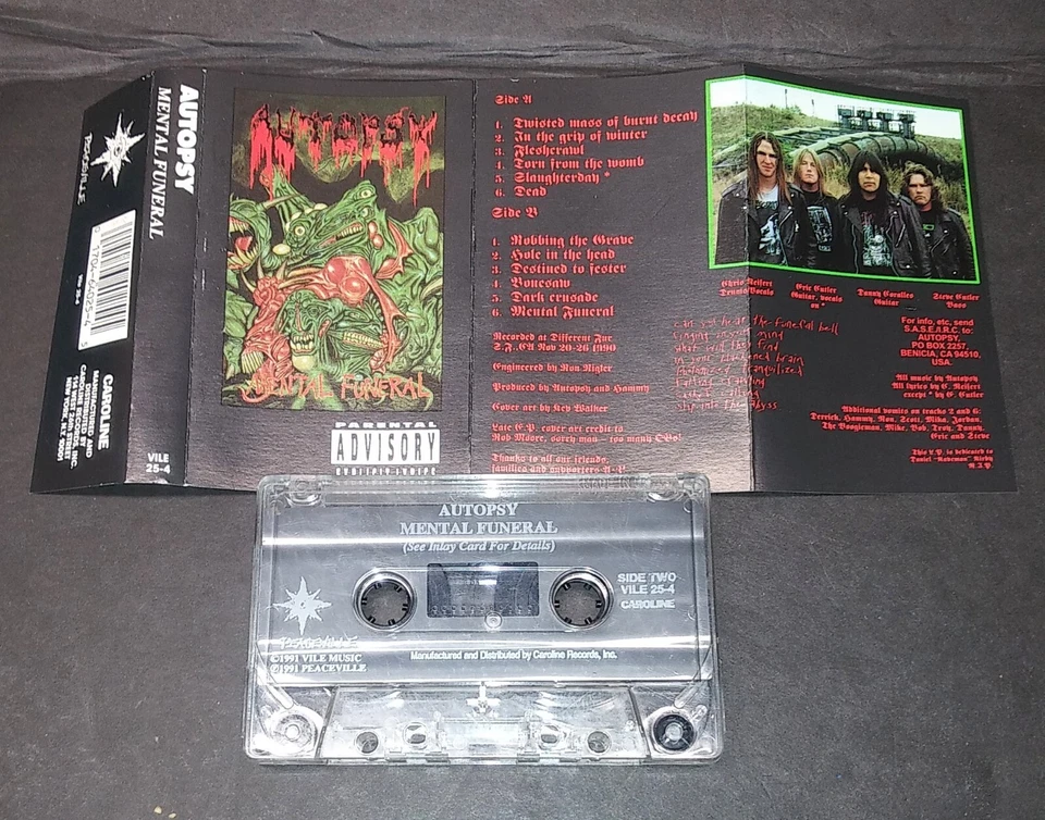 Death metal cassette tape AUTOPSY - Mental Funeral - Peaceville USA 1991 EX/NM Foto 2 de 3