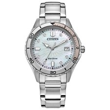 Citizen Women's Classic Date Eco-Drive Silver Steel Watch 37 MM FE6170-88D - Image 1