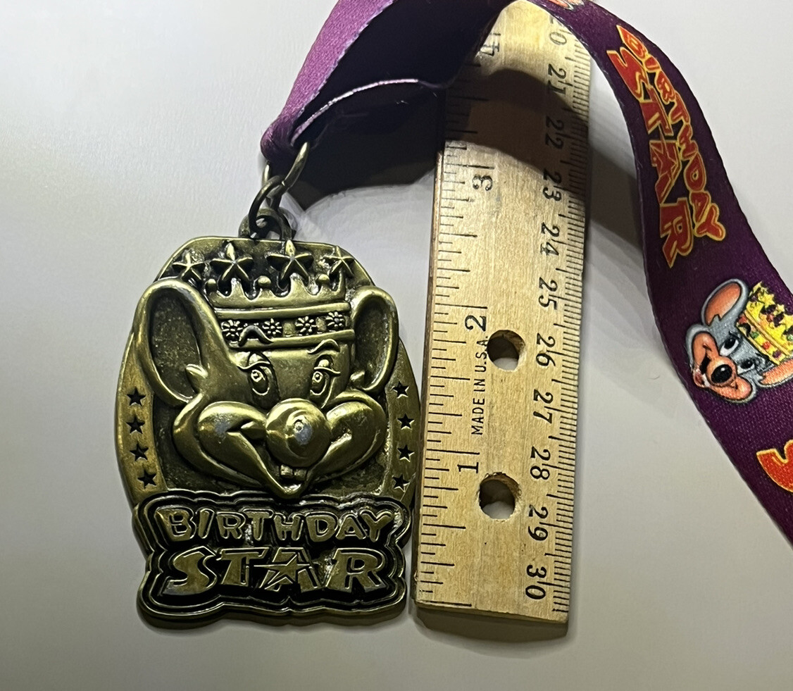 Chuck E. Cheese Birthday Star Medal Necklace July 12 Decor
