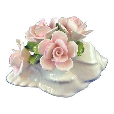 AYNSLEY Fine Bone China MAY PINK ROSE Schneckenhaus FLORAL Posy ORNAMENT Dekor