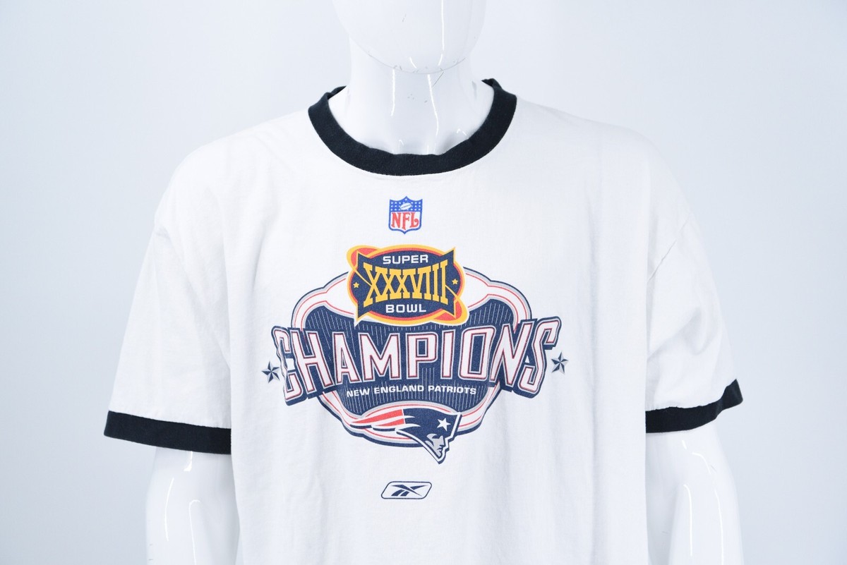 New England Patriots XXXVIIII Super Bowl Champions Ringer Reebok T