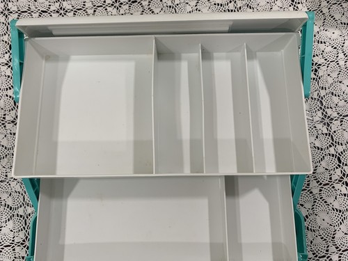 Large Green Teal CABOODLES CASE #2630 Tiered Organizer Great Condition - Picture 12 of 13