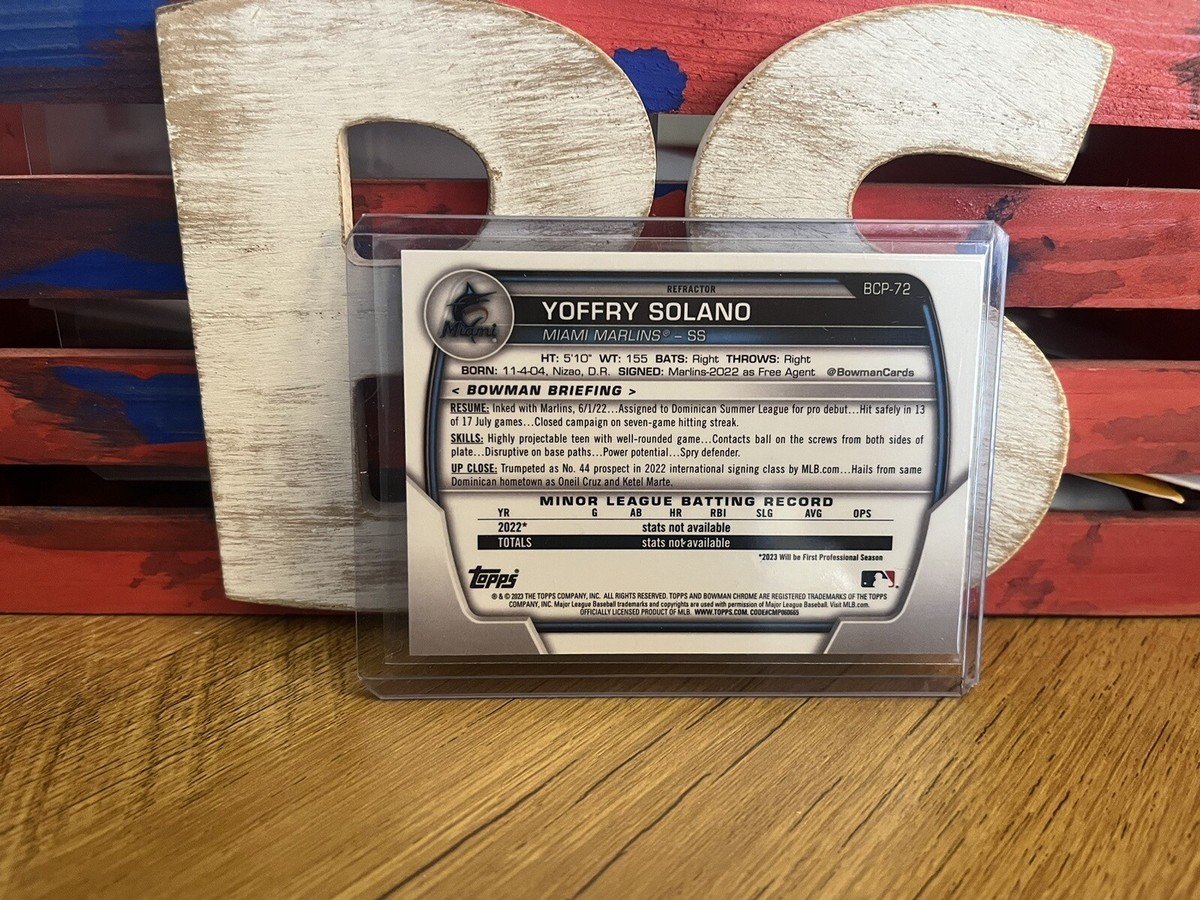 2023 Bowman Chrome Yoffry Solano Lunar Glow Refractor 1st Prospect #BCP-72  | eBay