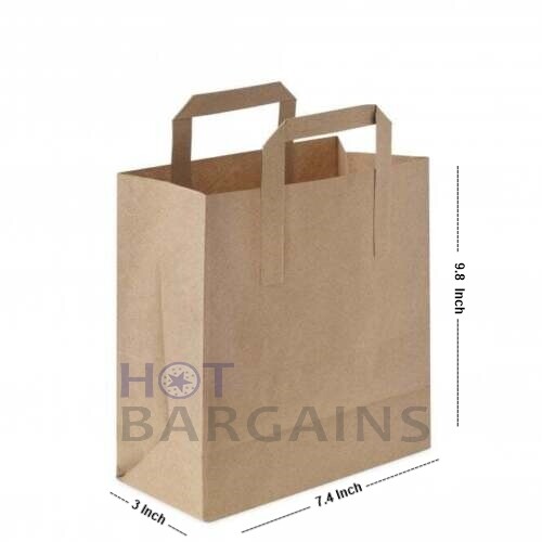 Papiertüten mit Griffen braun Größe S/M/L/XL Mitnehmen Lebensmittelbeutel SOS-Taschen - Bild 11 von 17