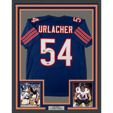 Framed Facsimile Autographed Brian Urlacher 33x42 Blue Reprint Laser Auto Jersey