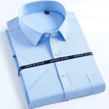 New Men's Dress Shirts Short Sleeves Formal Business Slim Fit Casual Shirts Tops