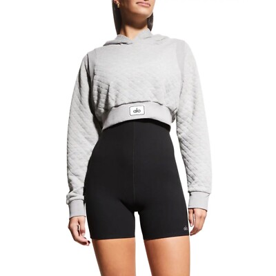 Alo yoga Quilted Cropped Hoodie Sサイズ グレー Alo Yoga Quilted Cropped Arena Hoodie Athletic Heather Grey