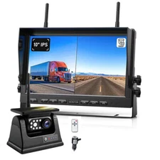 10.1" Wireless Monitor DVR Solar Magnet Standby Backup Camera For RV Trailer Van