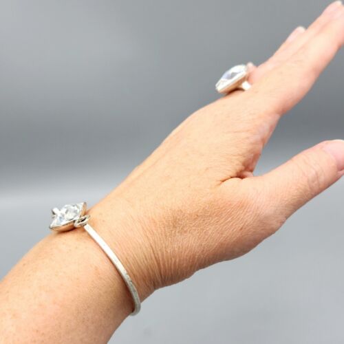Anillo pulsera tono plata bisel cósmico Swarovski cristal piedra táctil retirado talla 7 - Imagen 9 de 12