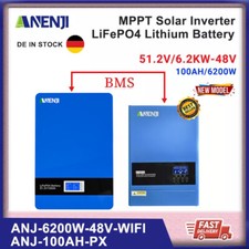 6200W Inverter Solare Ibrido Off Grid MPPT 120A 230V con 5kWH LiFePO4 Batteria