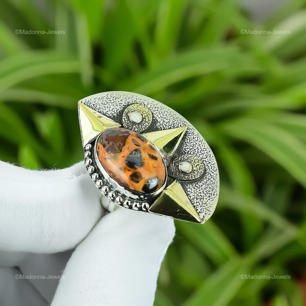 Adjustable silver sale ring with stone