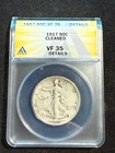 1917 WALKING LIBERTY HALF DOLLAR ANACS VF 35 DETAILS CLEANED 997