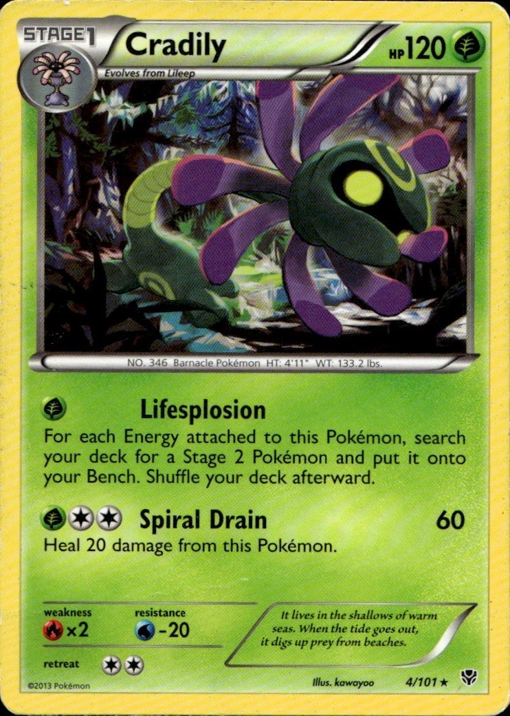 Cradily 4/101 Rare Plasma Blast Pokemon Moderately Played