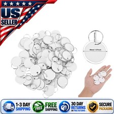 100 Pieces Metal Rimmed Key Tags Round Paper Tags with Split Rings 40mm, White