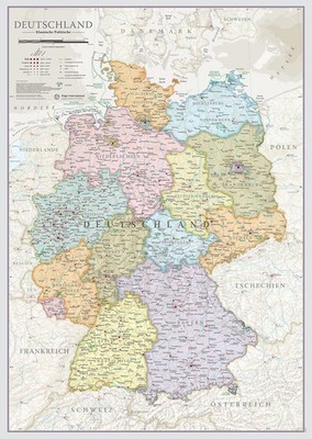 - Germany Map - Germany Map Poster - Single Side Laminated - 16.5 x 23.4 inches