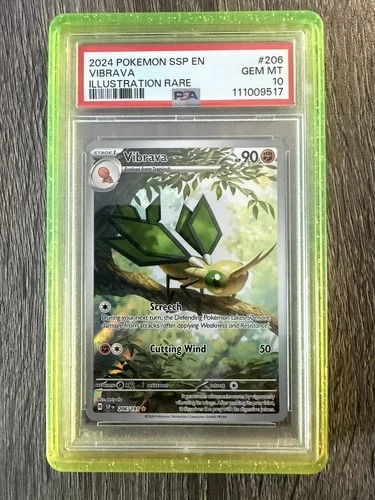 2024 POKEMON SSP EN-SURGING SPARKS #206 VIBRAVA ILLUSTRATION RARE PSA 10