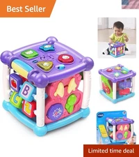 Toddler Activity Cube - Light-Up Buttons & Songs for Engaging Learning in Purple