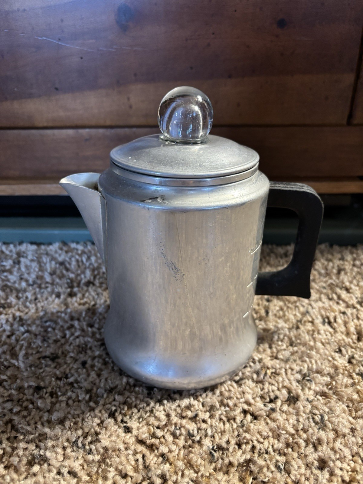 Vintage Comet 6 Cup Aluminum Coffee Pot Percolator Glass Knob Top Camping Home