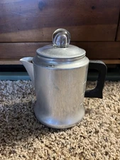 Vintage Comet 6 Cup Aluminum Coffee Pot Percolator Glass Knob Top Camping Home