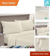 Luxurious 600 Thread Count Cotton Pillowcases - Set of 2 in Warm Ivory