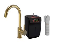 3-in-1 Instant Hot Water Kitchen Tap | Single Lever Mixer | Brushed Gold Finish