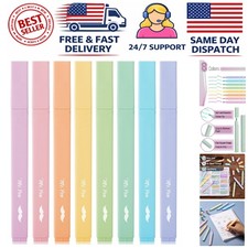 Adorable 8-Pc Chisel Tip Highlighters in Soft Pastel Colors   Perfect Gift 